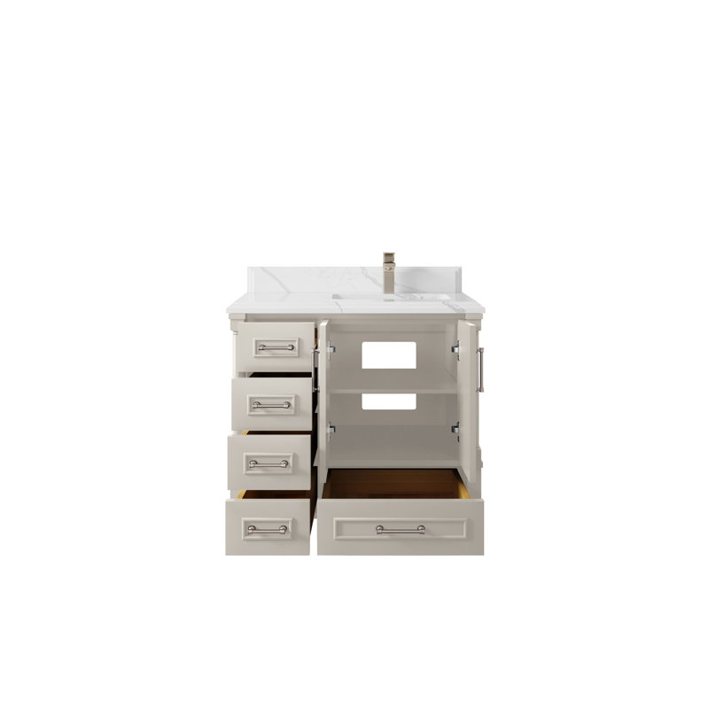 Meuble-lavabo simple 36 po avec comptoir Aberdeen, Calacatta Laza, Finition en nickel brossé