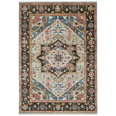 Tapis Oushak gris en laine noué à la main 9 pi 11 po x 14 pi 2 po