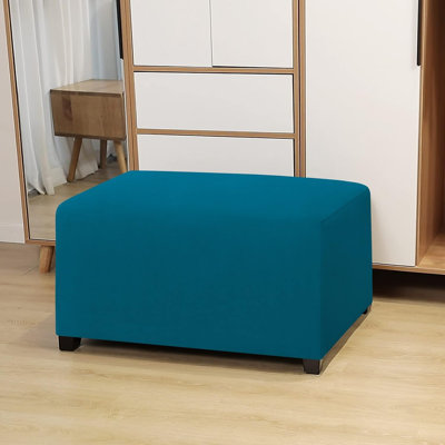 100% Dual Waterproof Stretch Ottoman Cover Rectangle Folding Storage Stool Furniture Protector Soft Slipcover For Living Room With Elastic Bottom (Large)