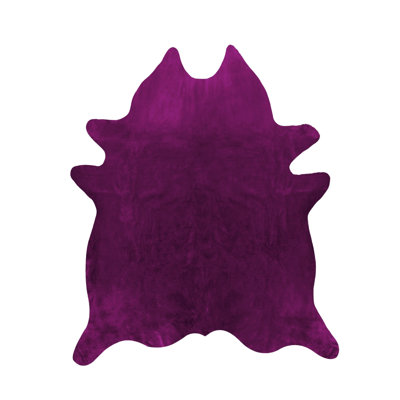 Tapis aubergine fait main en cuir de vache à imprimé animal 6 pi x 7 pi Novelty Spalding