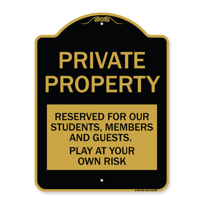 Enseigne Signmission Designer Series - propriété privée - réservée à nos étudiants, membres et invités - Jouez à vos risques et périls | Enseigne architecturale en aluminium de gros calibre vert et blanc 18 po x 24 po