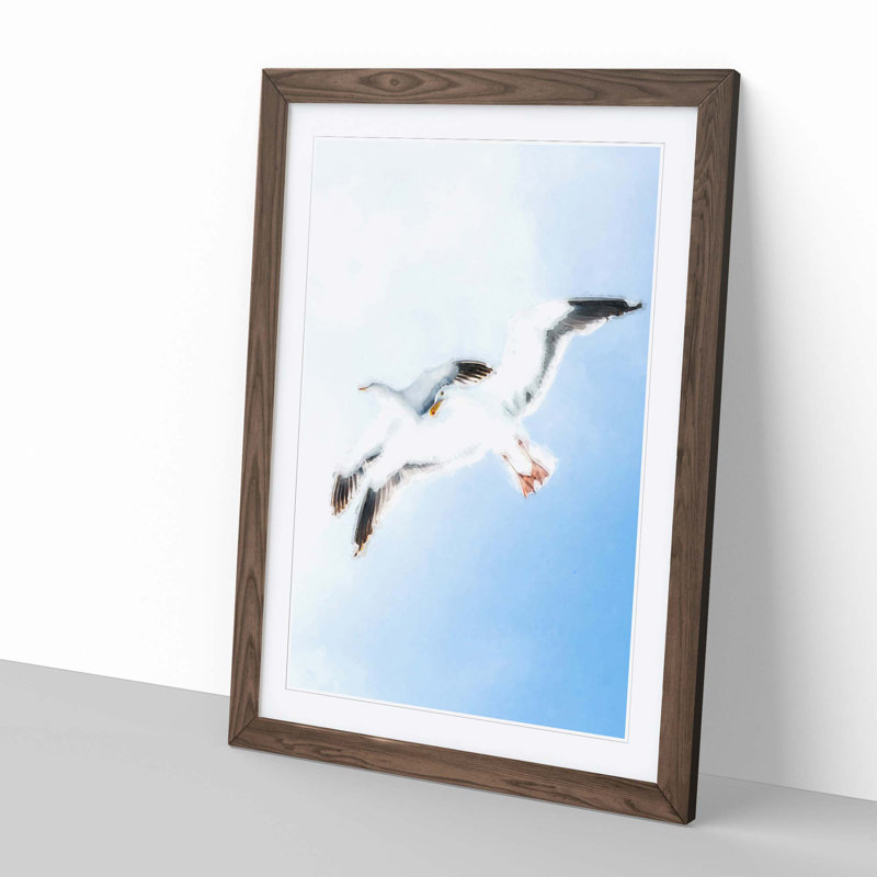 Seagulls in Flight in Abstract - Picture Frame Graphic Art Print, Walnut, 50cm H x 35cm W x 2cm D