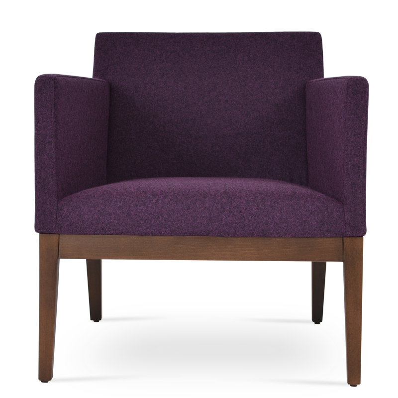 Fauteuil en bois Harpout, Similicuir marron foncé