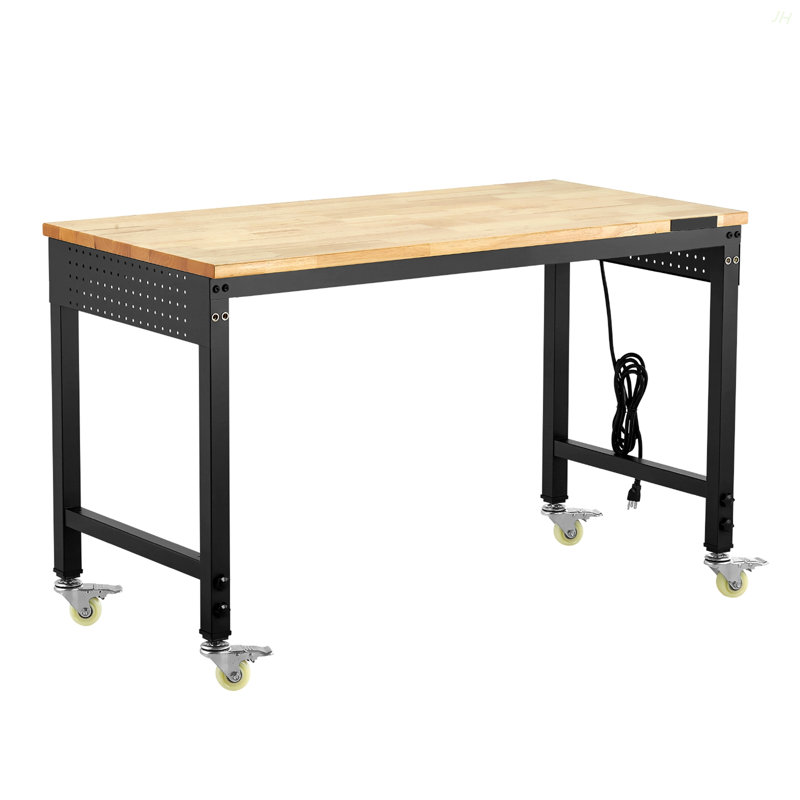 Table de travail 48 "à hauteur réglable avec prise de courant et panneau perforé
