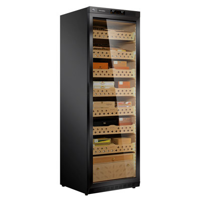 Cigar Climate Control Cabinet, Raching MON3800 Cigar Humidor Cabinet with Ammonia Removal, 370L Wood Frame Cabinet for Cigar Storing&Aging - Black 