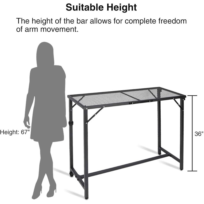 Table de bar pliante d'extérieur avec plateau en filet imperméable, table de patio portable, 39 Inch