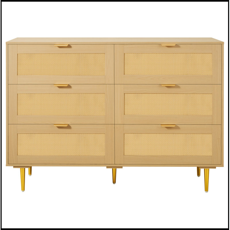 Commode d'appoint en bois avec 6 tiroirs
