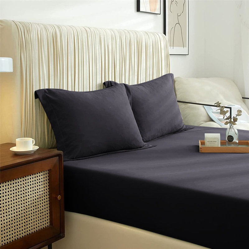 Super Soft Extra Deep Microfiber Brushed Fitted Sheet, Charcoal, Double (4'6)