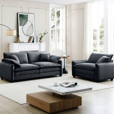 Canapé en velours côtelé gris moderne pour petits appartements et clubs, alliant style rétro et design ergonomique. Coussins d'assise à double couche, 3 pièces en velours côtelé raffiné, convenant aux espaces de jeux des appartements.