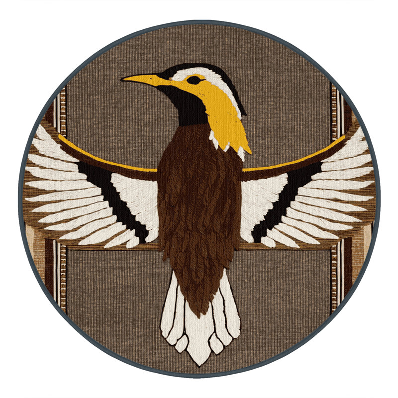 Washable Common Myna Birds Area Rug, Round 6'