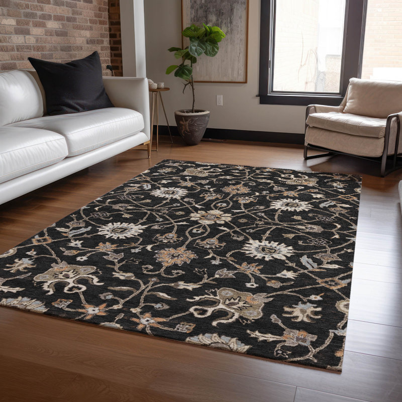 Tapis noir intérieur / extérieur lavable à la machine Cicel ACN1137, Rectangulaire 3 pi x 5 pi