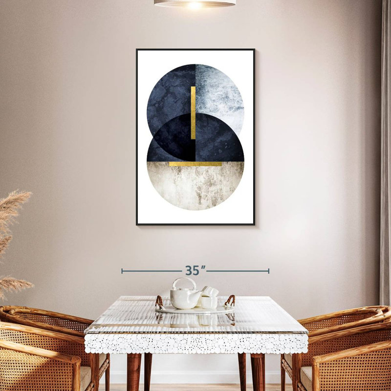 Bleu marine foncé, Cadre flottant noir, 29 po x 43 po