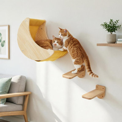 Escalier mural pour chat avec hamac