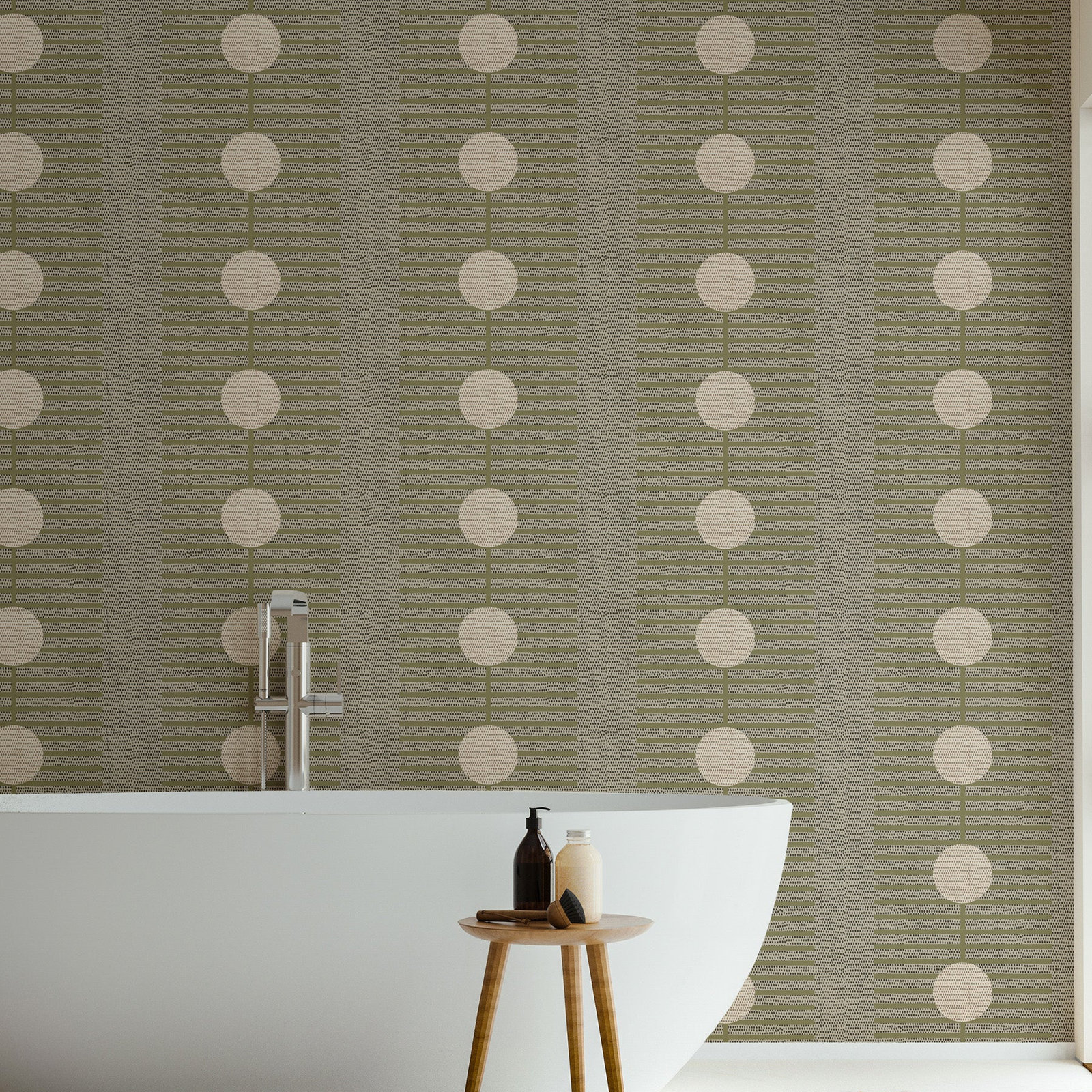 Nomalanga Self-Adhesive Wallpaper, Olive, Non-pasted