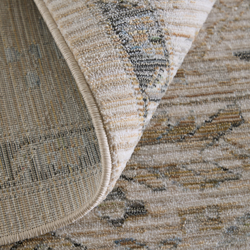 Thara Traditional Floral & Botanical, Ivory/Tan/Blue, 2'-6" x 7'-3" Runner, 2'6" x 7'3"
