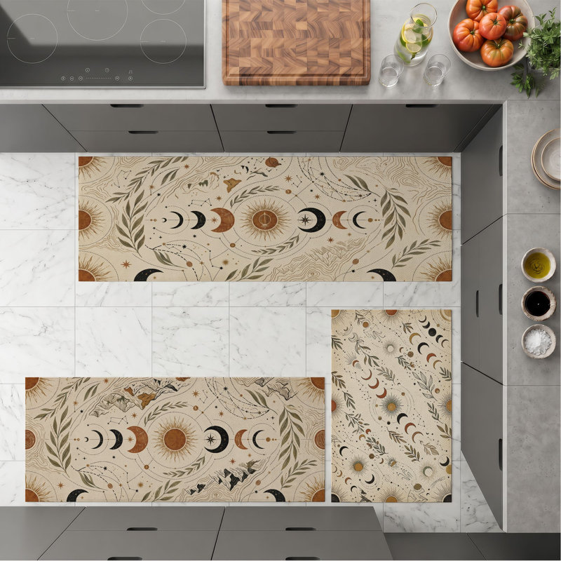 Sun Moon Non-Slip Washable Kitchen Mats