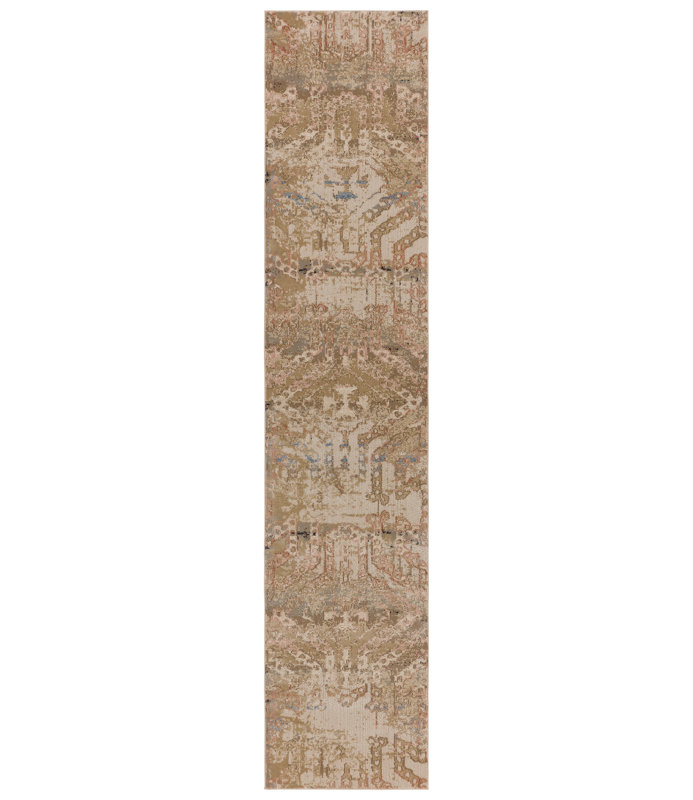Tapis marocain brun clair, Tapis de couloir 2 pi 6 po x 12 pi