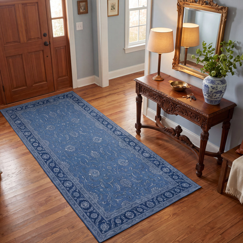 Tapis Dune2 traditionnel surteint uni bleu-gris-crème, lavable à la machine, antidérapant, à poils courts, pour l'intérieur et l'extérieur, adapté aux animaux domestiques, idéal pour le salon, la chambre, la salle à manger, l'entrée, le couloir ou le bureau.