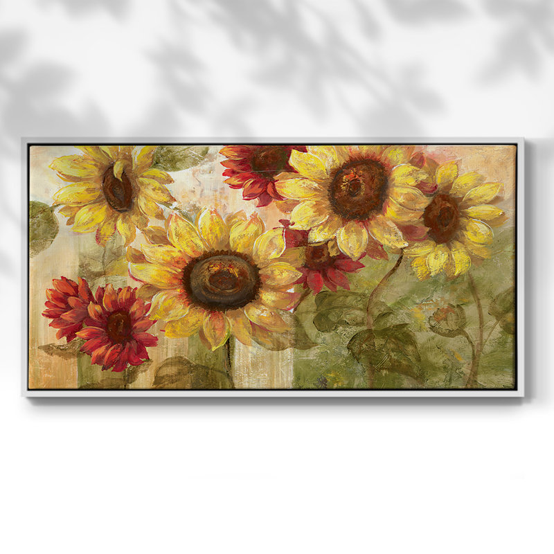 Tournesol délice - Toile tendue avec châssis tendue, prête à être accrochée, H 21 po x l 41 po, Blanc