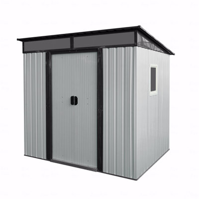 6Ft X 5Ft Outdoor Metal Storage Shed With Window And Transparent Plate