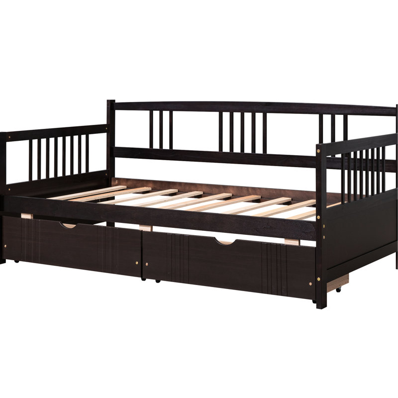 Solid Wood Twin Daybed In Color With Multi-Functional Drawers - Meets Different Needs -Colored Size Two Drawer Assemblies For A Versatile Bedroom Setup