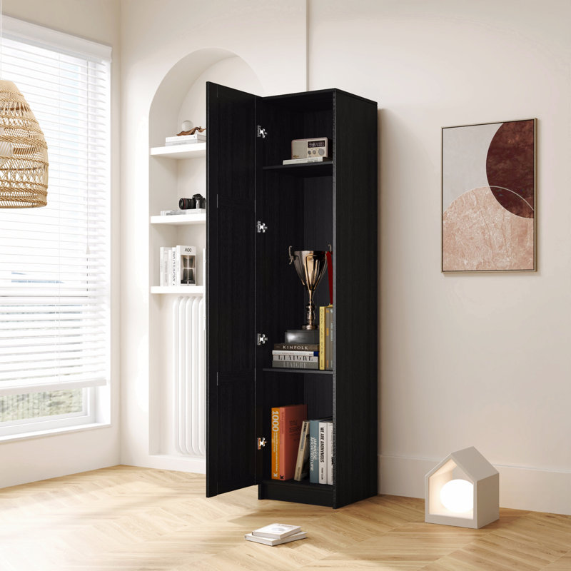 16.16"d X 16.16"w 69.83"h Stackable Cabinet In Black. Movable Partitions For Added Storage. Suited Kitchen, Bathroom, Garage. Construction Black Wall Mounted Storage, 16.16" D W 69.83" H. Extra Ideal