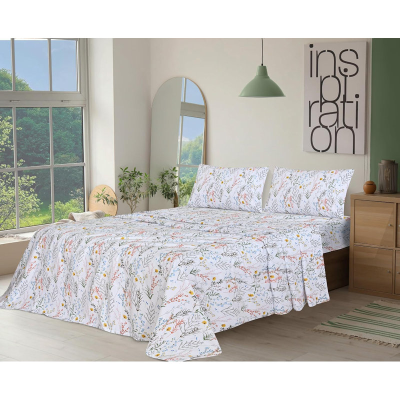 Ensembles de draps 100% coton, Ensemble de draps pour lit simple avec 1 taie d'or, Aroma