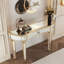 Console 47 po à miroir en demi-lune avec tiroir en verre cannelé et poignées en cristal-967734416