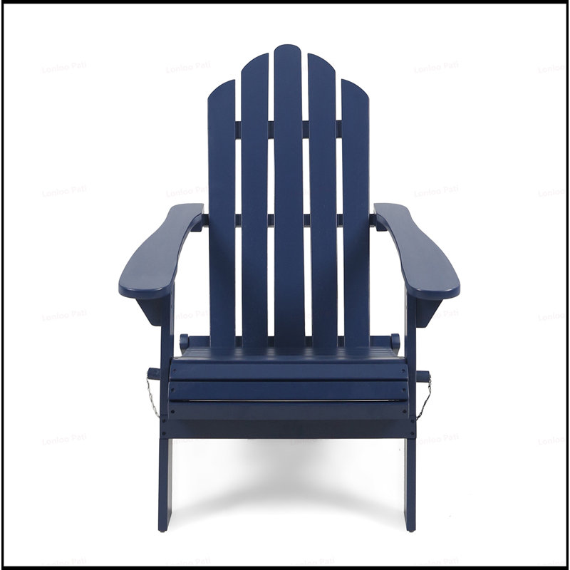 Foldable Adirondack Chair With Weather-Resistant Acacia Wood And Classic Slat Design For Outdoor Comfort, Blue