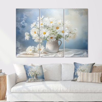 «White Daisy Efflorescence Bouquet Serenity III - Daisies», reproduction d'art murale