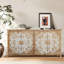 Armoire d'appoint en bois 60 po avec 4 portes, brun et blanc pour la chambre à coucher, serviettes de table spacieuses pour l'intérieur