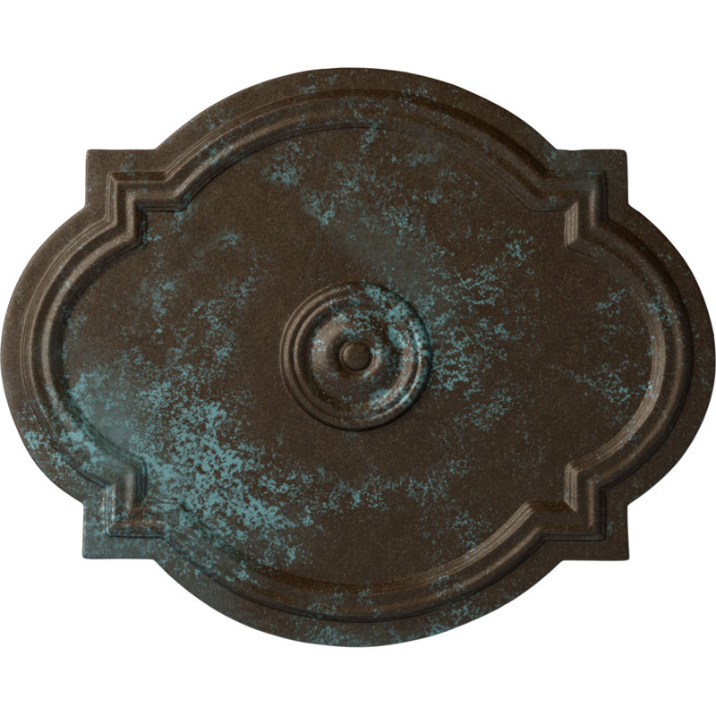 Endurathane Waltz Ceiling Medallion, 21 1/4"W x 17 3/8"H x 1"P (Fits Canopies up to 4 1/2"), Hand-Painted Bronze Blue Patina Finish