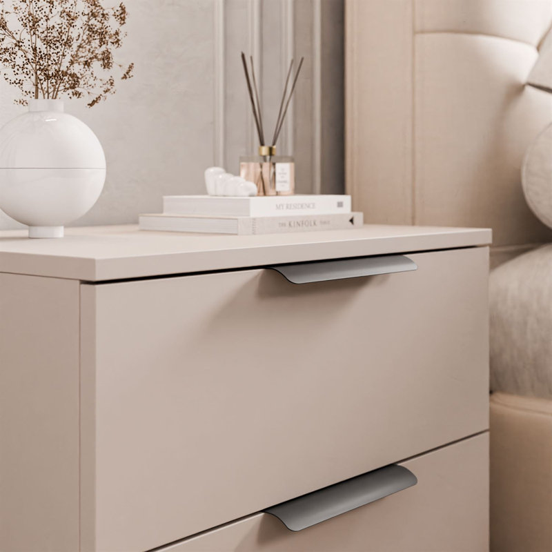 55cm W Bedside Table, Cashmire/Black