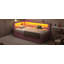 Lit plateforme tapissier simple avec ports USB et ceinture à DEL, avec 2 tiroirs, rose