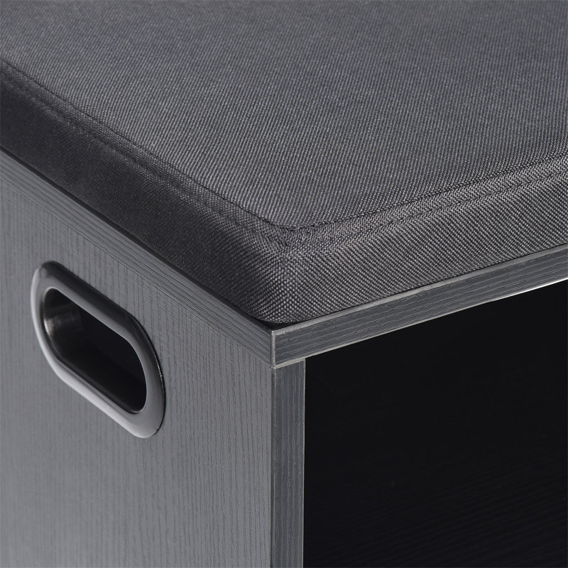 Small Shoe Bench with Cushion And Storage For Entryway, Black