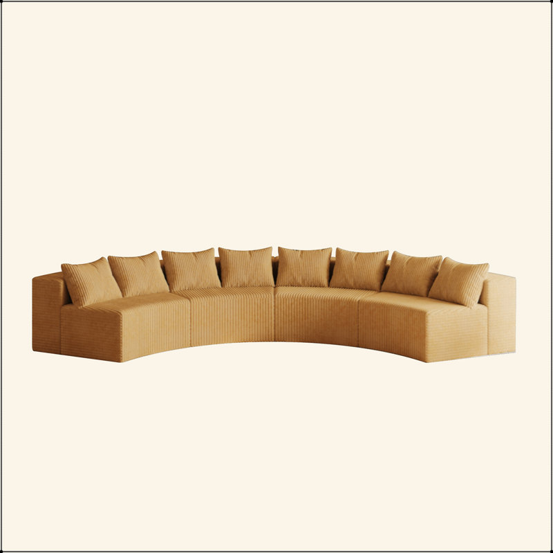 Canapé modulaire incurvé avec 8 coussins Corduroy, Beige