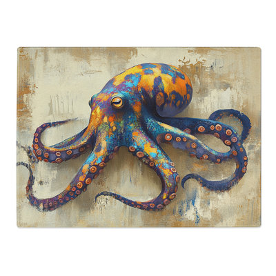 Octopus Graphic  Glass Chopping Board