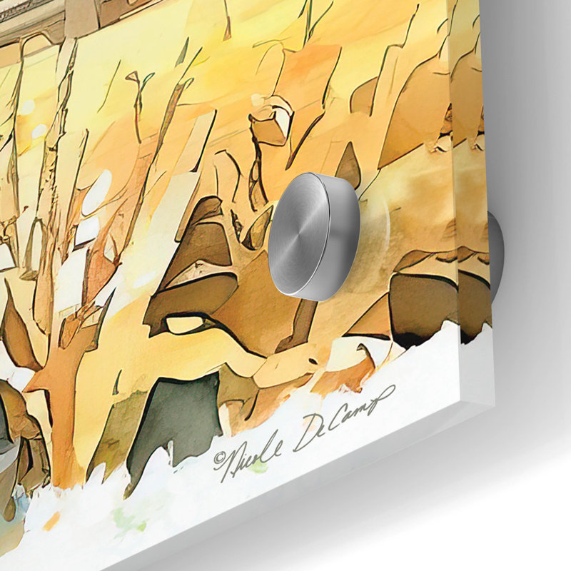  «Countryside Autumn Barn 3» par Nicole DeCamp, art mural en verre acrylique, 24 po x 24 po, H 24 po x l 24 po
