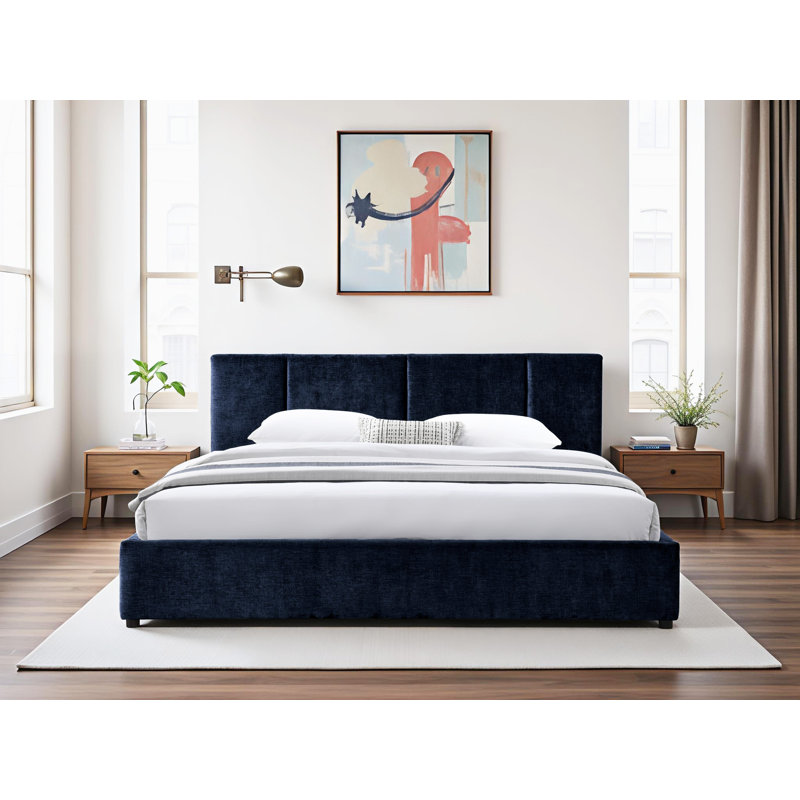 Condit Upholstered Platform Bed, King, Moss Green