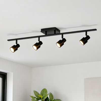 3 ft. 4-Light Matte Black Gimbal Head LED Track Lighting, Bulbs Included, Dimmable