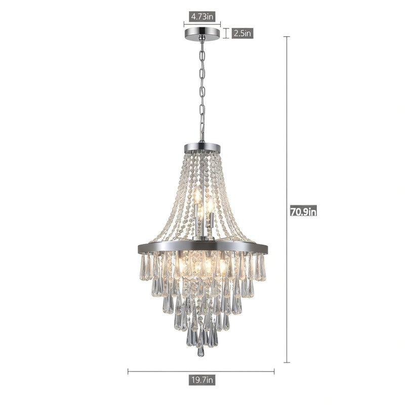 Lustre en cristal chromé de 20 pouces avec hauteur réglable, plafonnier moderne à 11 lumières E12 (ampoules non incluses) pour le salon, la salle à manger et l'escalier
