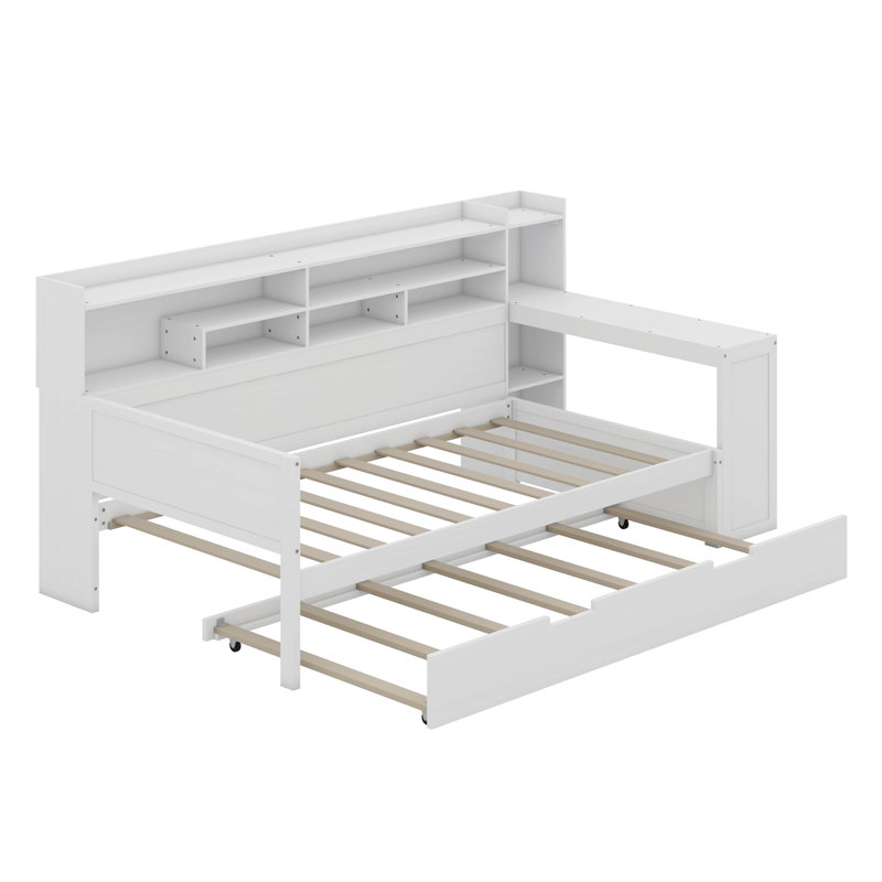 Daybed With Trundle And Bookcase, Twin, Antique White