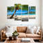 Palmier sur une plage de sable, ensemble de 4 reproductions d'art sur toiles murales-1161477549
