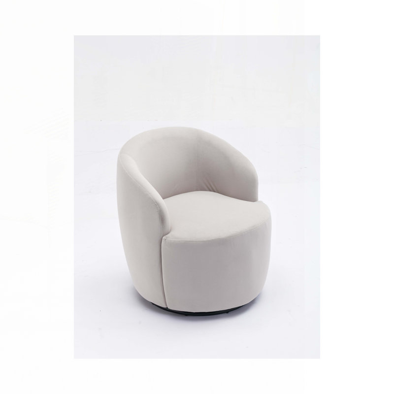 Swivel Barrel Chair, Gray Velvet Fabric