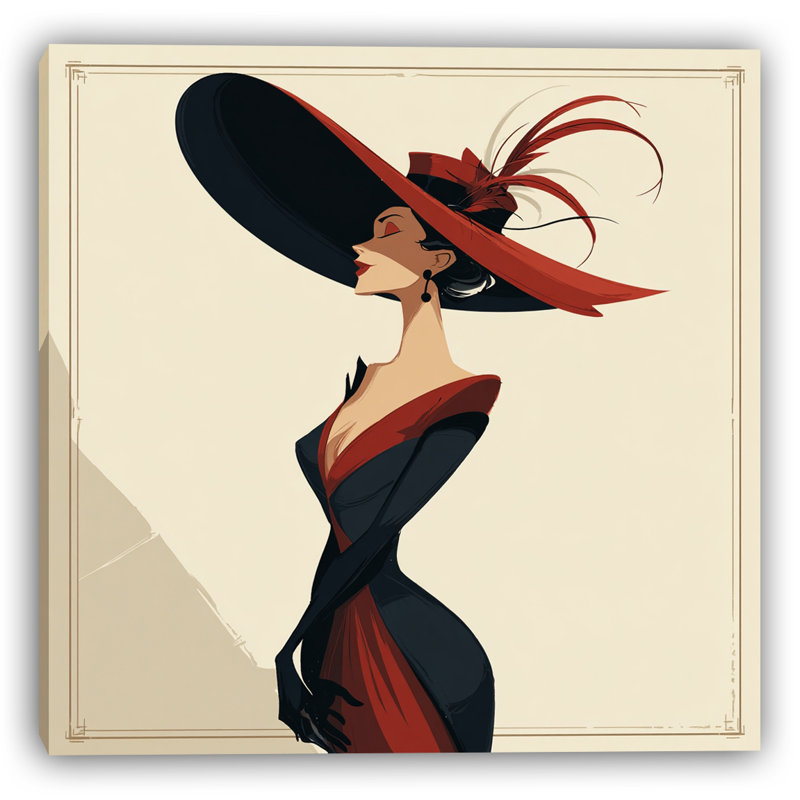 «Lady in Red Hat», art mural sur toile tendue, H 20 po x l 20 po