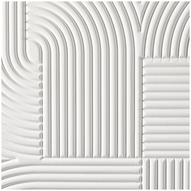 48'' White Geometric Wood Square Wall Art
