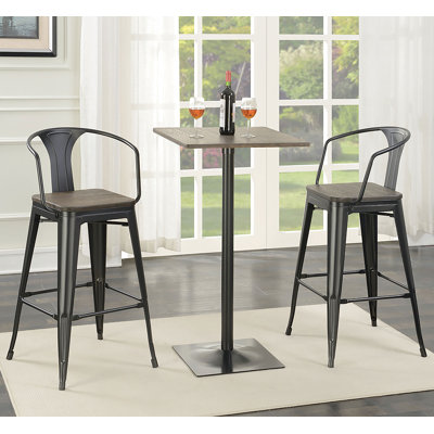  Cavalier Metal Bar Chair Dark Elm and Matte Black (Set of 2)