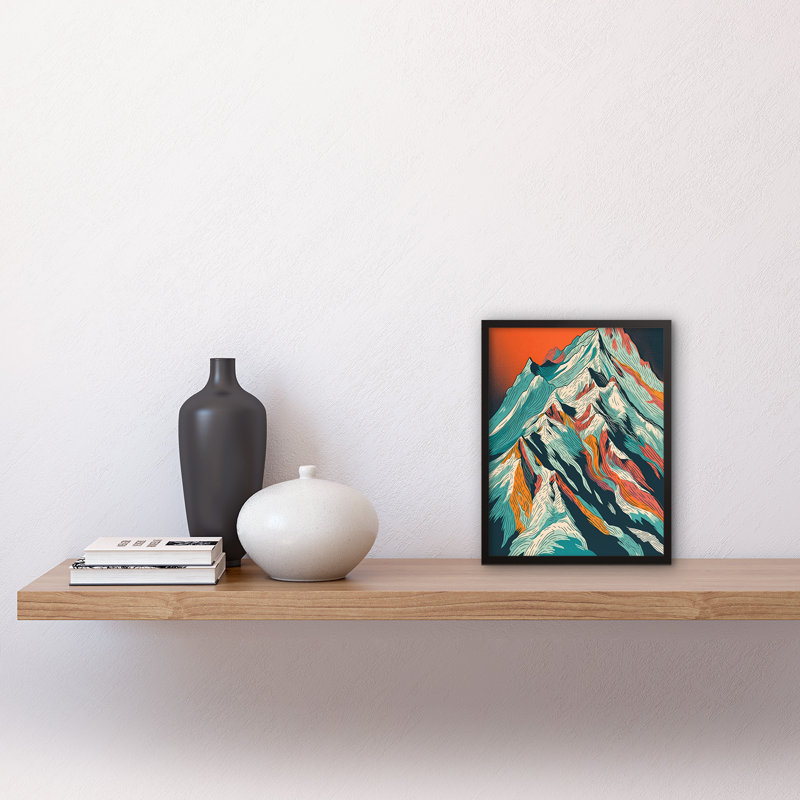 Arryon Mont Blanc Mountain Peak Linocut - Single Picture Frame Print