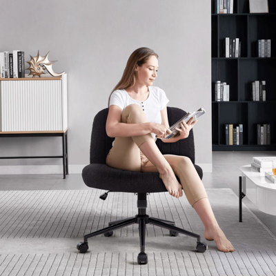 Milicent Armless Wide Desk Chair with Wheels