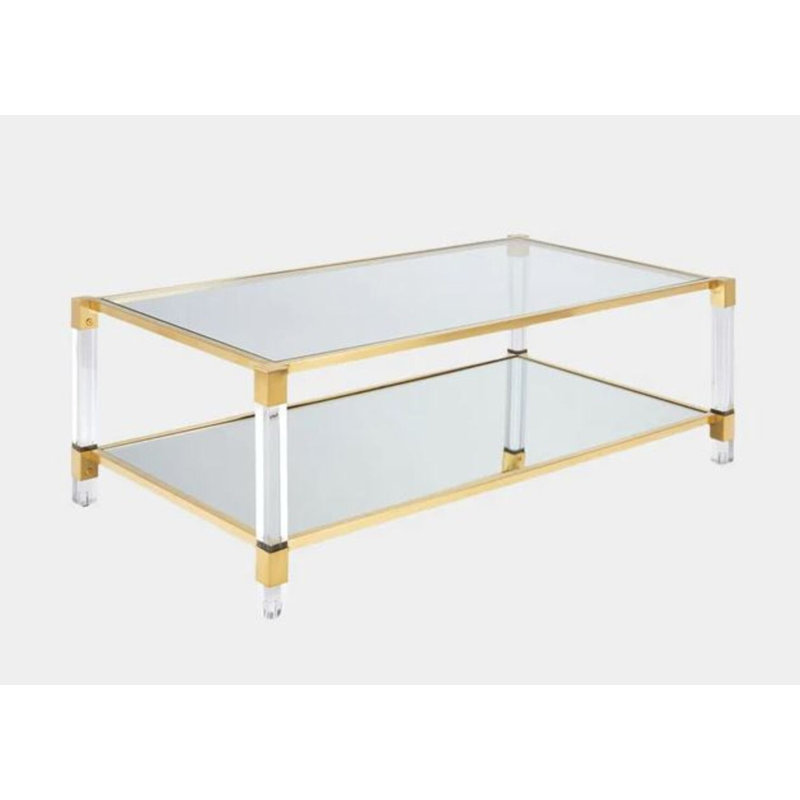 Romel Glass Coffee Table, Gold